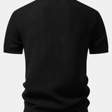 Contrast Waffle Zipper Knit Polo & Slim Fit Tapered Trousers Set