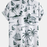Island Sailing Print Button Up Shirt