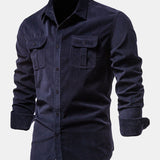 Regular Fit Cotton Corduroy Shirt with Pockets