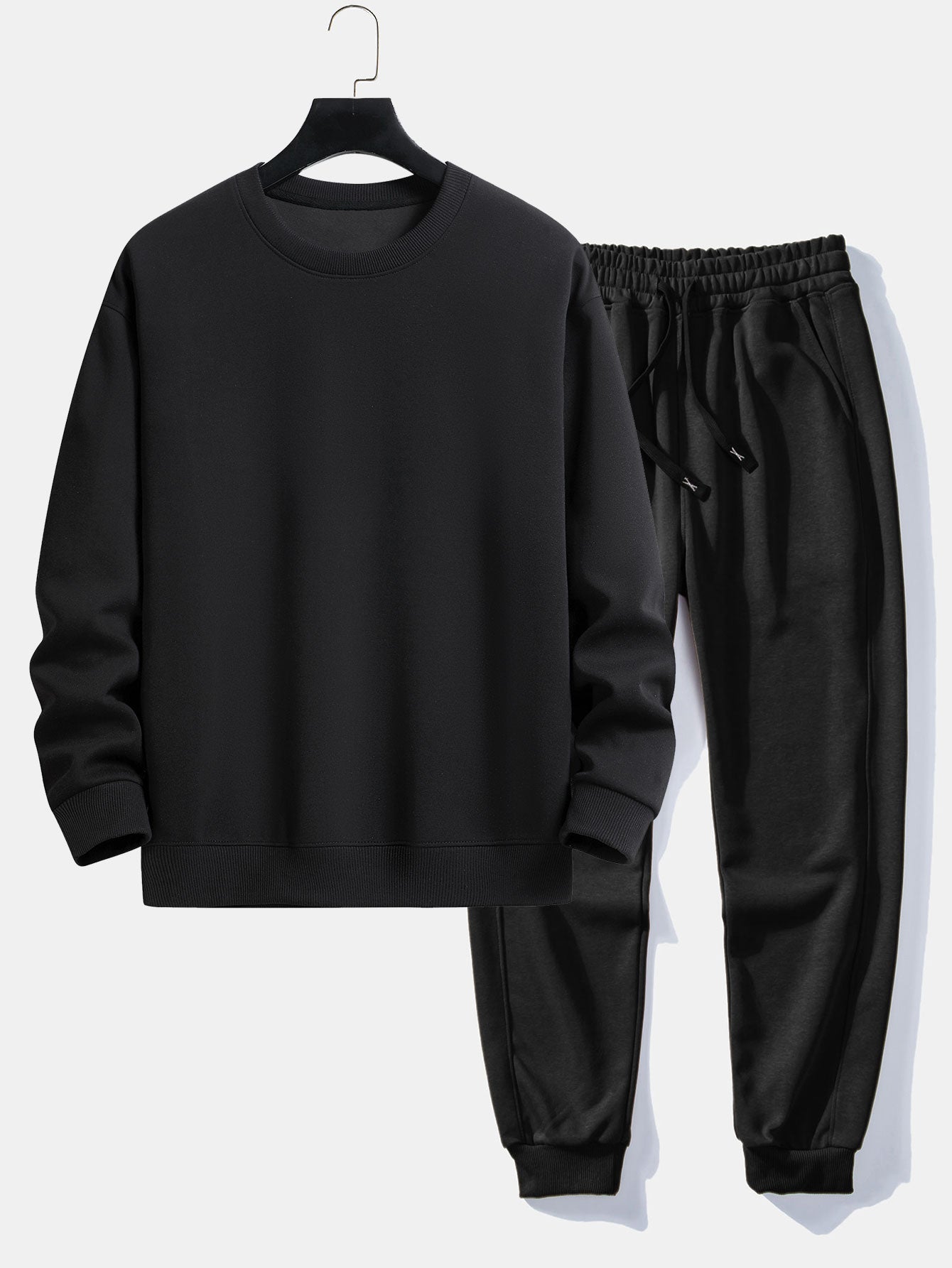 Basic Relax Fit Crew Neck Sweatshirt & Jogging Pants Set