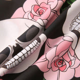Skull Rose Print Button Up Shirt