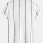 Geometric Striped Jacquard Shirt & Crinkle Textured Drawstring 5" Shorts Set