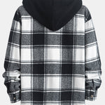 Relax Fit Contrast Corduroy Plaid Hooded Shirt