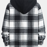 Relax Fit Contrast Corduroy Plaid Hooded Shirt