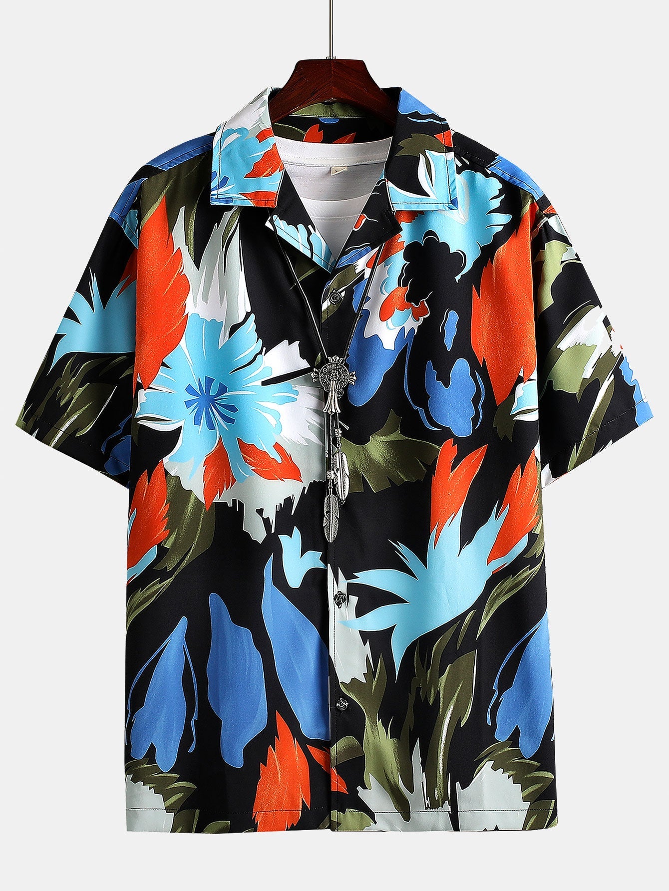 Hand Drawn Floral Print Revere Shirt