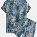 Painted Floral Jacquard Cuban Shirt & Shorts Set