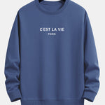 Paris Slogan Print Relax Fit Crew Neck Sweatshirt & Jogging Pants Set