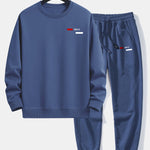 Paris Stripe Print Relax Fit Crew Neck Sweatshirt & Jogging Pants Set