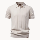 RIBBED KNIT POLO FOR MEN