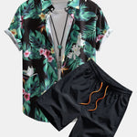 Tropical Flowers Print Shirt & Swim Shorts Set