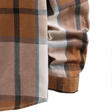 Button Up Contrast Hoodie Plaid Shirt