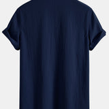 Crinkled Textured V Neck Shirt