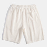 Waffle V-neck Polo & Drawstring Knitted Waffle Shorts Set