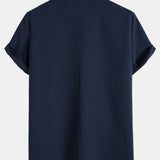 Crinkled Texture Stand Collar Shirt