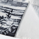 Ink Landscape Painting Shirt & Man Mid Length Drawstring Swim Shorts Set
