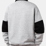 Color Block Polo Collar Sweatshirt & Pleated Pintuck Sweatpants Set