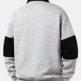 Color Block Polo Collar Sweatshirt & Pleated Pintuck Sweatpants Set