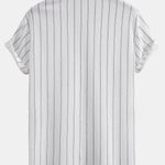 Stripe Textured Shirt & Straight Leg Linen Pants Set