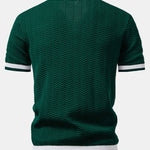 Texture Contrast Knitted V Neck Polo Shirt & Chino Shorts Set