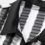 Hollow Out Stripe Textured Button Up Shirt