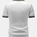 Contrast Trim Knit Polo Shirt & Slim Fit Tapered Trousers Set
