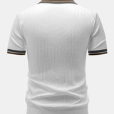 Contrast Trim Knit Polo Shirt & Slim Fit Tapered Trousers Set