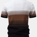 Striped Gradient Knitted Polo Shirt & Slim Fit Tapered Trousers Set
