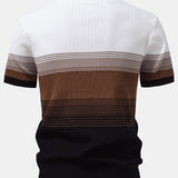 Striped Gradient Knitted Polo Shirt & Slim Fit Tapered Trousers Set