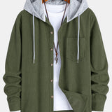 Waffle Corduroy Hooded Shirt