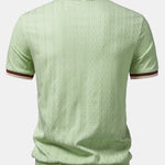 Contrast Trim Textured Zipper Knit Polo & Chino Shorts Set
