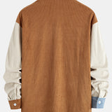 Relax Fit Color Block Corduroy Button Up Shirt