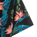 Tropical Plants Print Shirt & Drawstring Swim Shorts Set