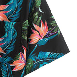 Tropical Plants Print Shirt & Drawstring Swim Shorts Set