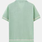 Contrast Trim Open Knit Shirt