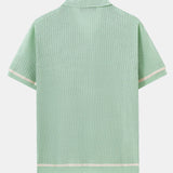 Contrast Trim Open Knit Shirt