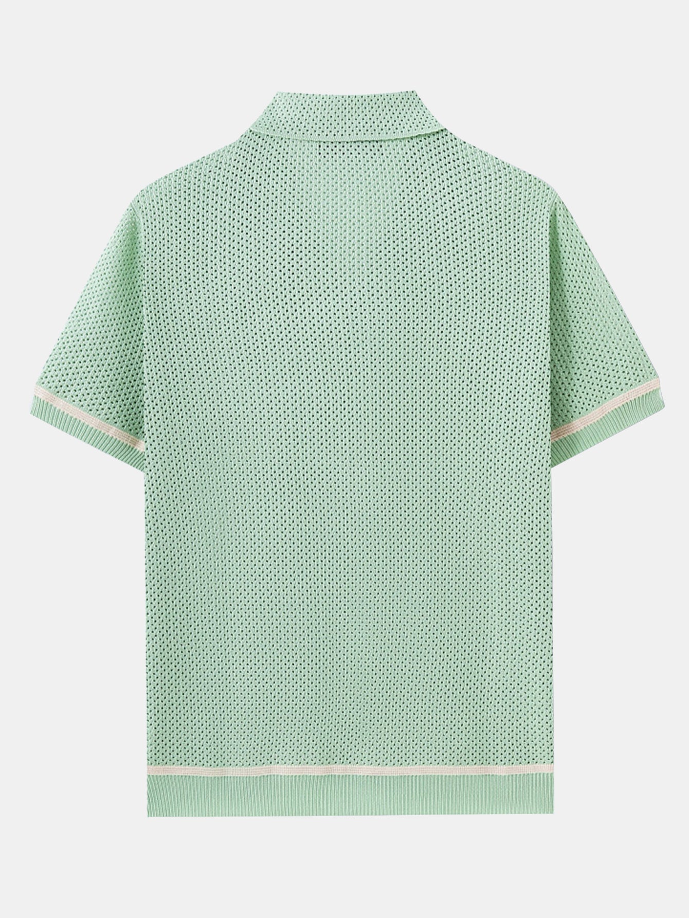 Contrast Trim Open Knit Shirt