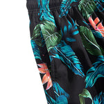 Tropical Plants Print Shirt & Drawstring Swim Shorts Set