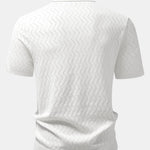 Zig Zag Open Knit Shirt & Straight Leg Linen Pants Set