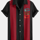 Atomic Print Linen Patchwork Bowling Shirt