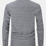 Long Sleeve Contrast Stand Collar Oxford Shirt
