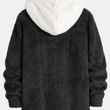 Contrast Teddy Hooded Shirt