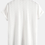 Muscle Fit Diamond Texture Cuban Shirt & Straight Leg Linen Pants Set