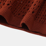 Crochet V Neck Polo Shirt & Straight Leg Linen Pants Set