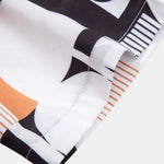 Color Block Geometry Print Shirt & Drawstring Swim Shorts Set