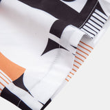 Color Block Geometry Print Shirt & Drawstring Swim Shorts Set
