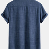 Textured Shirt with Two Pockets & Straight Leg Linen Pants Set
