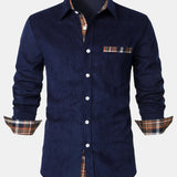 Corduroy Plaid Panel Button Up Shirt