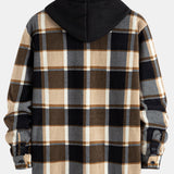 Flannel Fleece Lined Zip Up Hooded Shirt