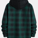 Flannel Fleece Lined Hooded Shirt with Pockets