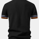 Contrast Stripe Trim Waffle Knit Polo & Slim Fit Tapered Trousers Set